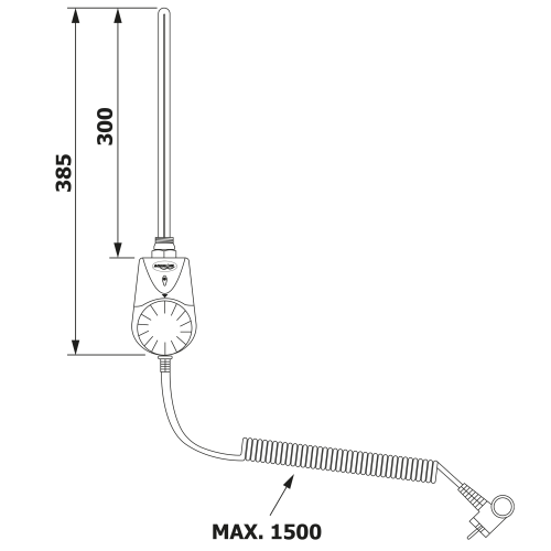 Aqualine Elektrická topná tyč s integrovaným termostatem 300W, bílá TS-300B