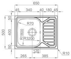 Sinks OKIOPLUS 650 V 0,7mm leštěný RDOPL6505007V