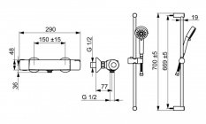 HANSA Basic sprchový set s termostatem, 3 proudy, chrom, 55150131